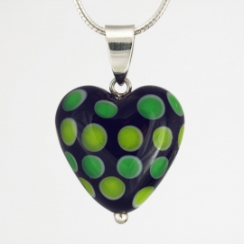 Green Dots on Amber Glass Heart